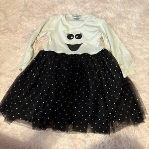 Ghost Face Halloween Black and White Polka Dot Twirl Costume Dress Sz 6